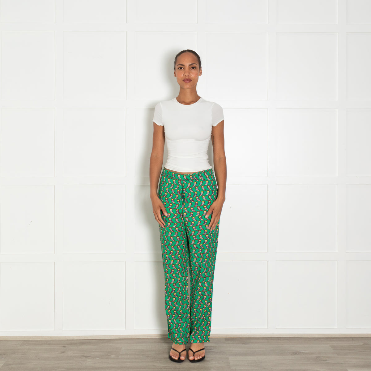 Etro Green Purple Paisley Print Trousers