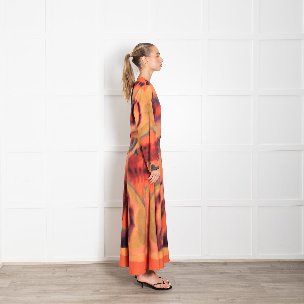 Altuzarra Orange Multicolour Maxi Dress With Long Sleeves