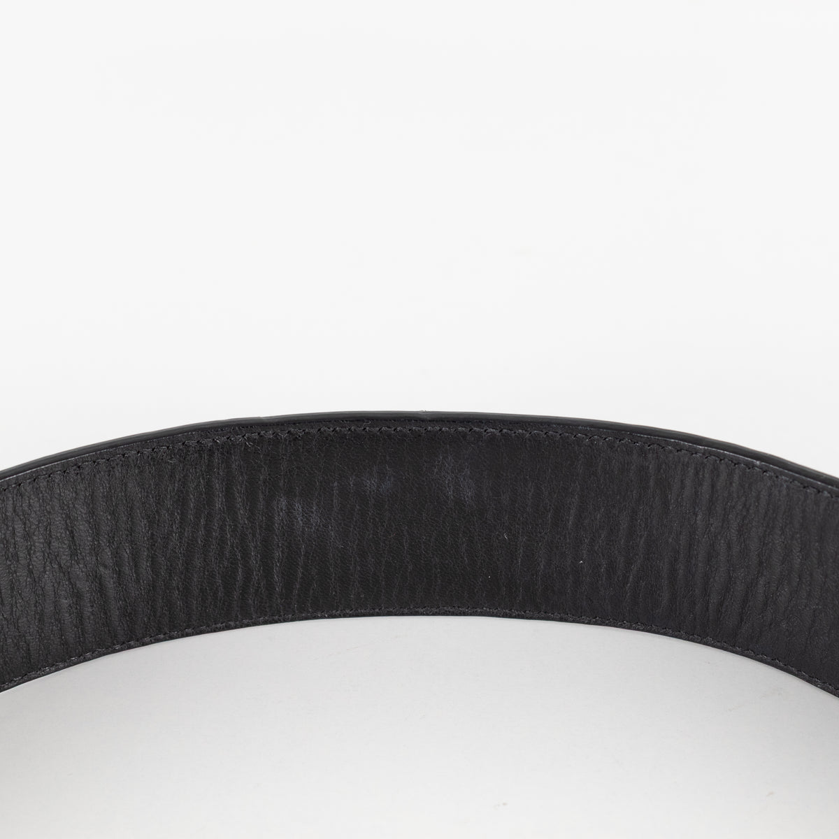 Saint Laurent Black Cassandre YSL Interlocking Crocodile Embossed Belt