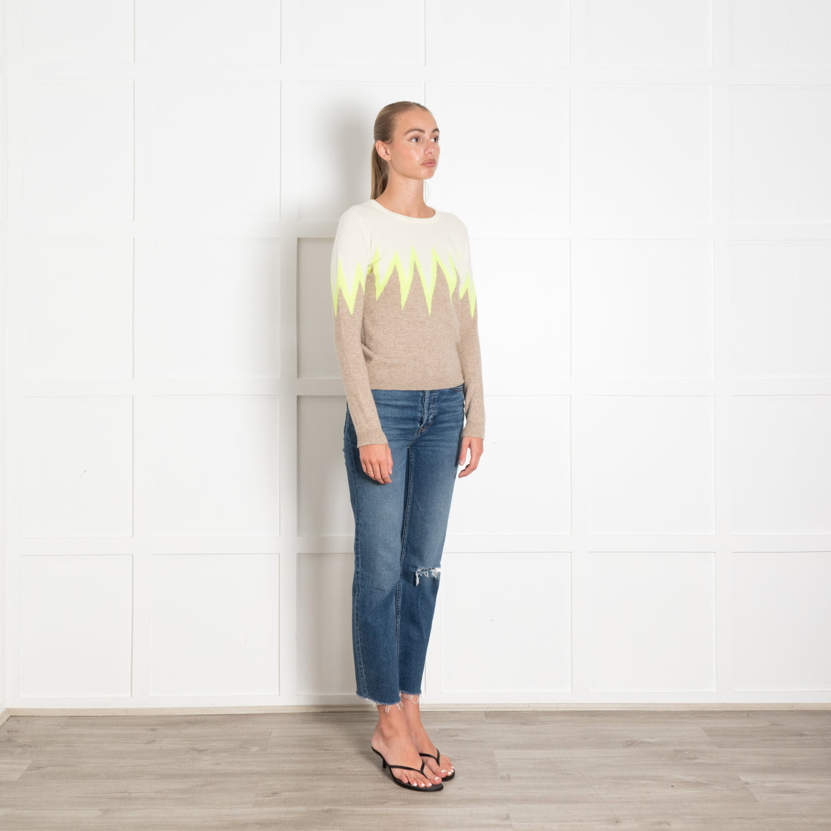 Jumper 1234 Luminous Green ZigZag Stripe Cashmere Jumper