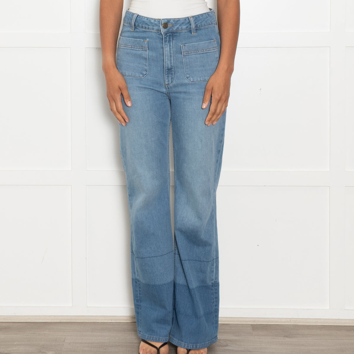 Hayley Menzies Blue Flared Jeans With Front Pockets