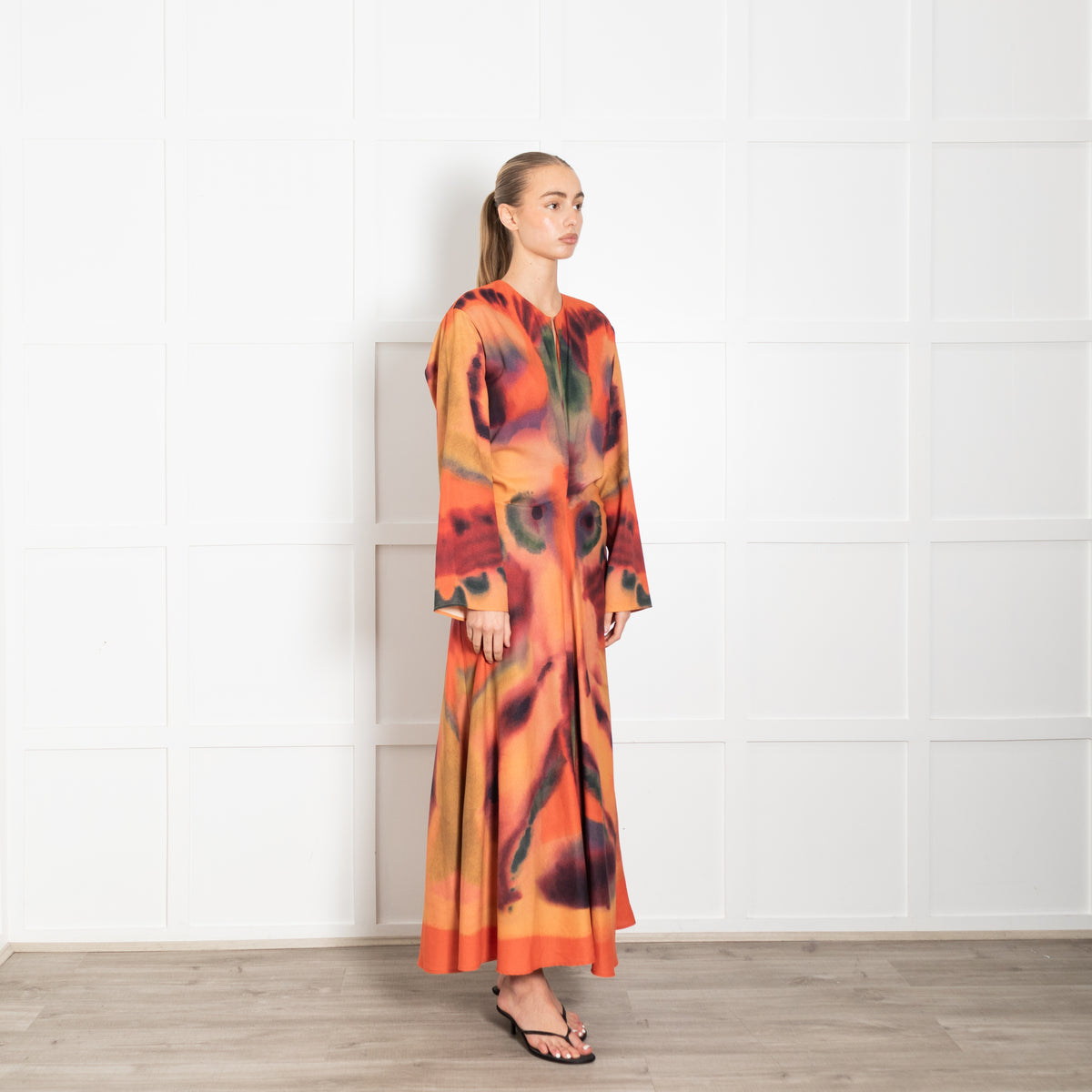 Altuzarra Orange Multicolour Maxi Dress With Long Sleeves