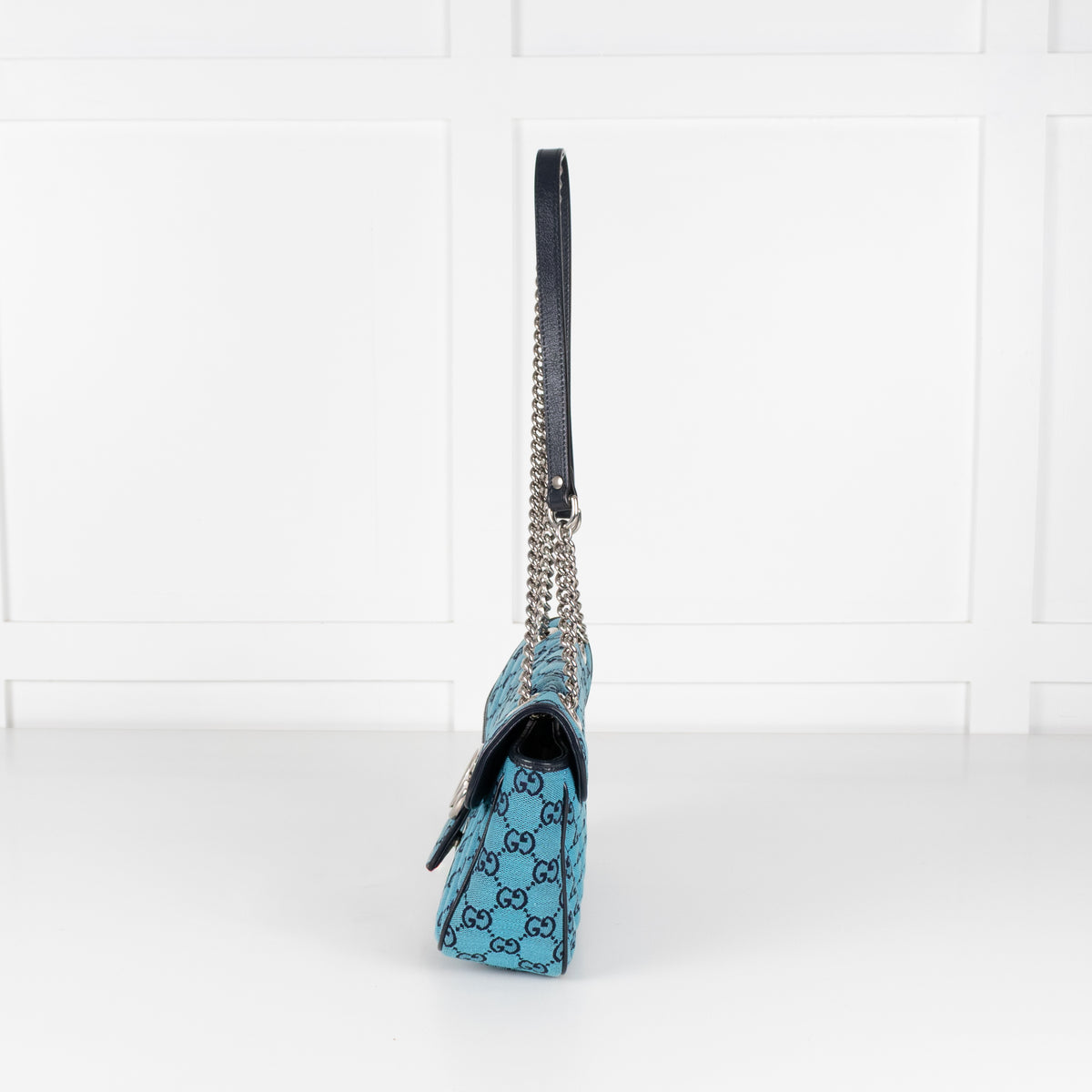 Gucci Medium Blue GG Marmont Diagonal Canvas Bag