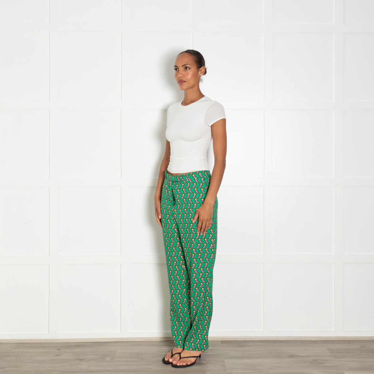 Etro Green Purple Paisley Print Trousers