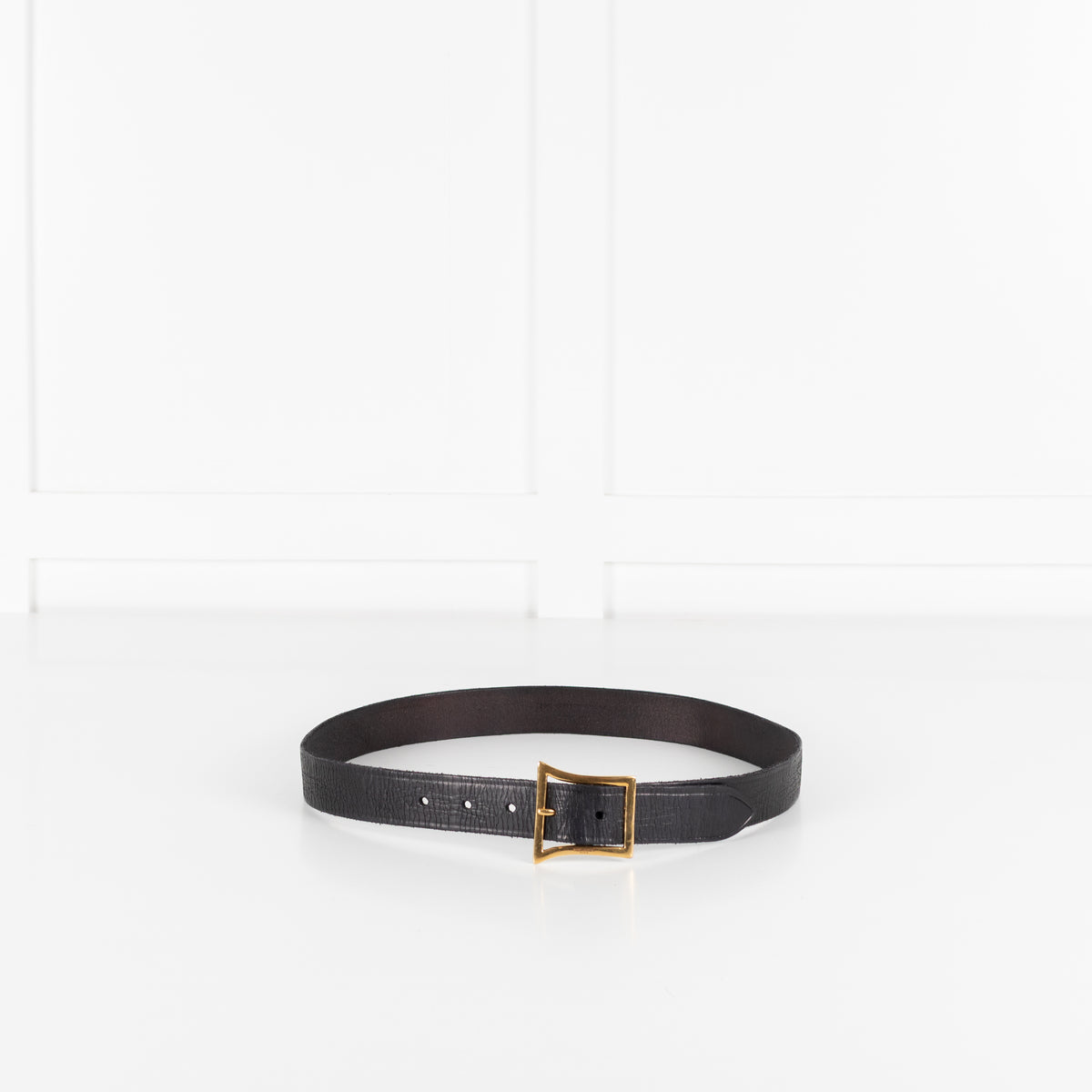 Saint Laurent Black Gold Buckle Leather Belt