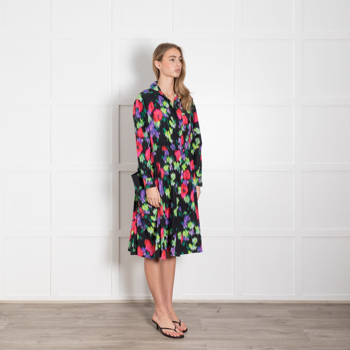 Kenzo Black Multicolour Print Shirt Dress