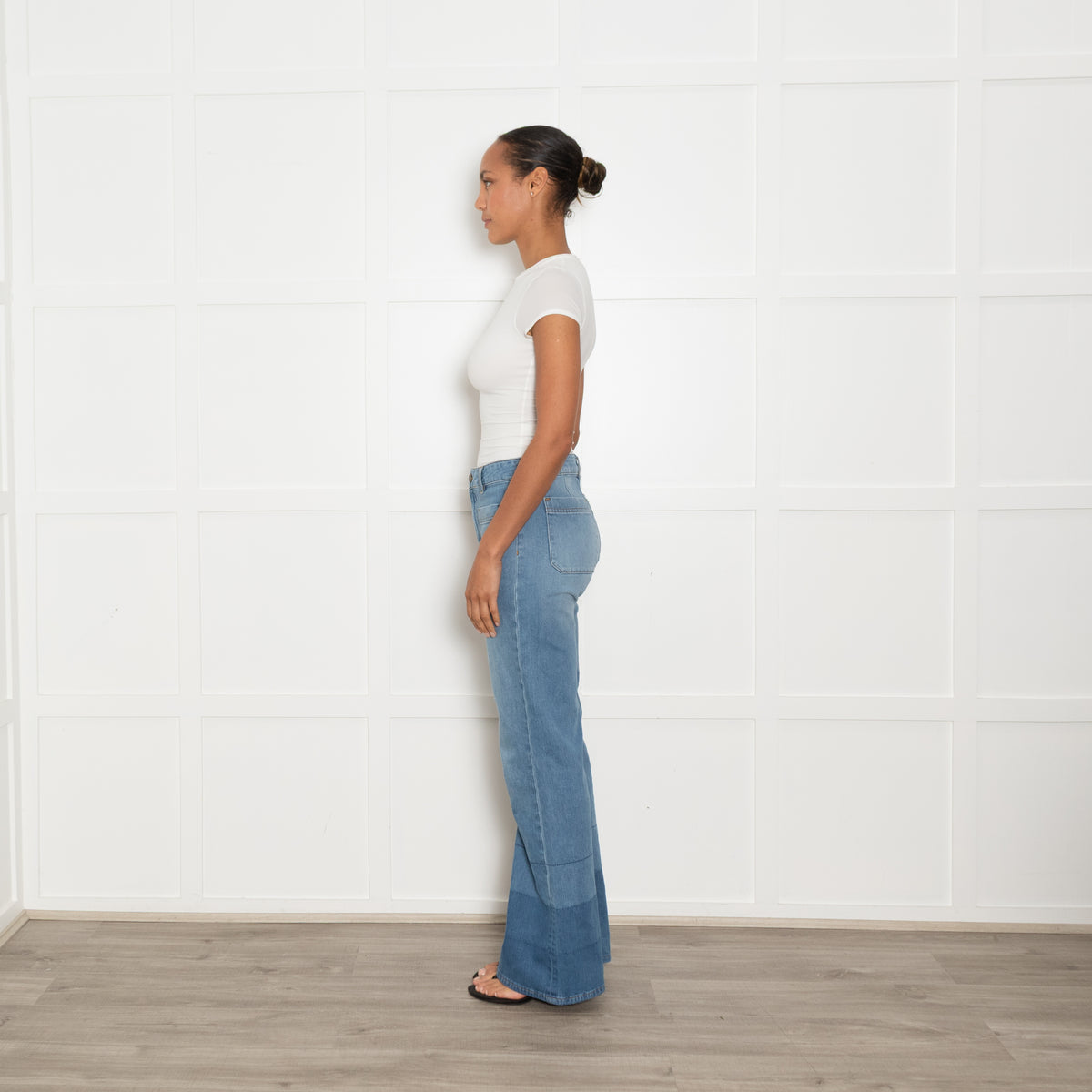 Hayley Menzies Blue Flared Jeans With Front Pockets