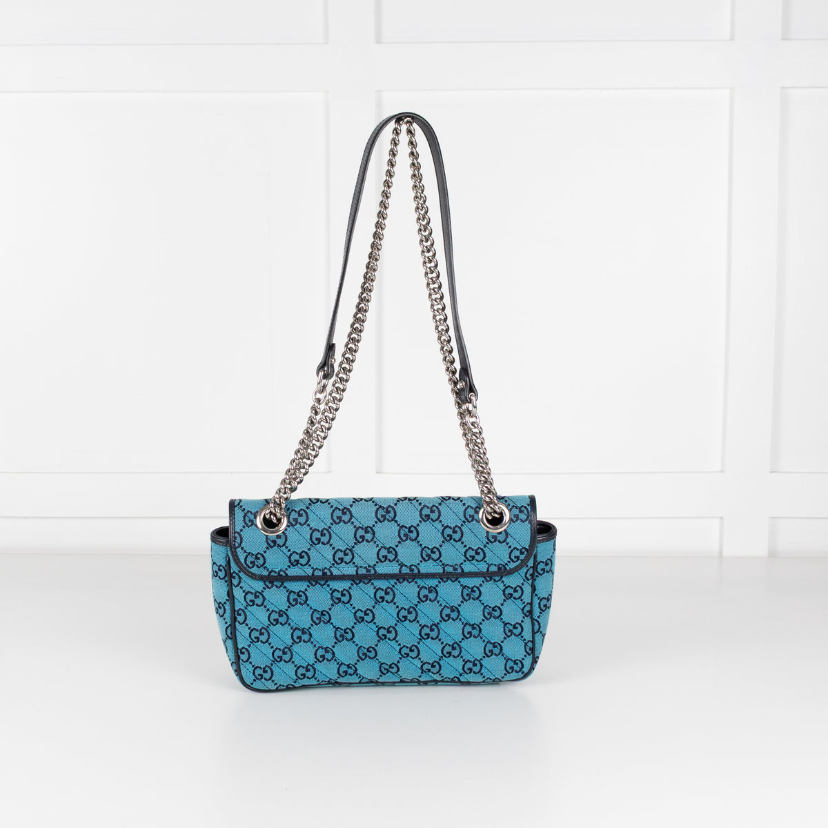 Gucci Medium Blue GG Marmont Diagonal Canvas Bag