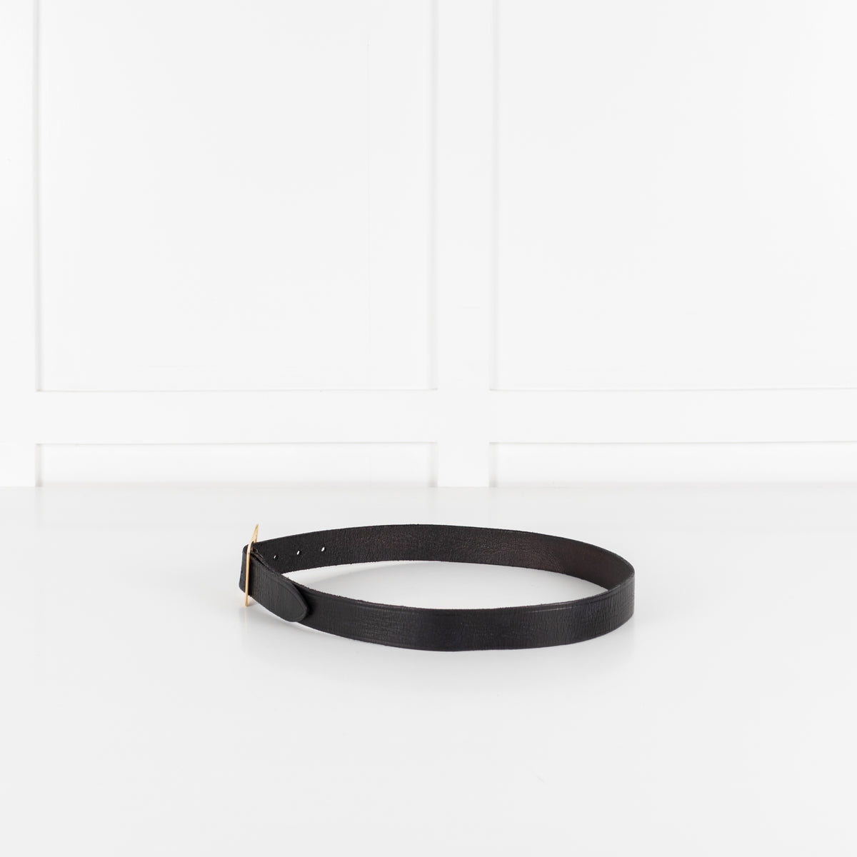 Saint Laurent Black Gold Buckle Leather Belt