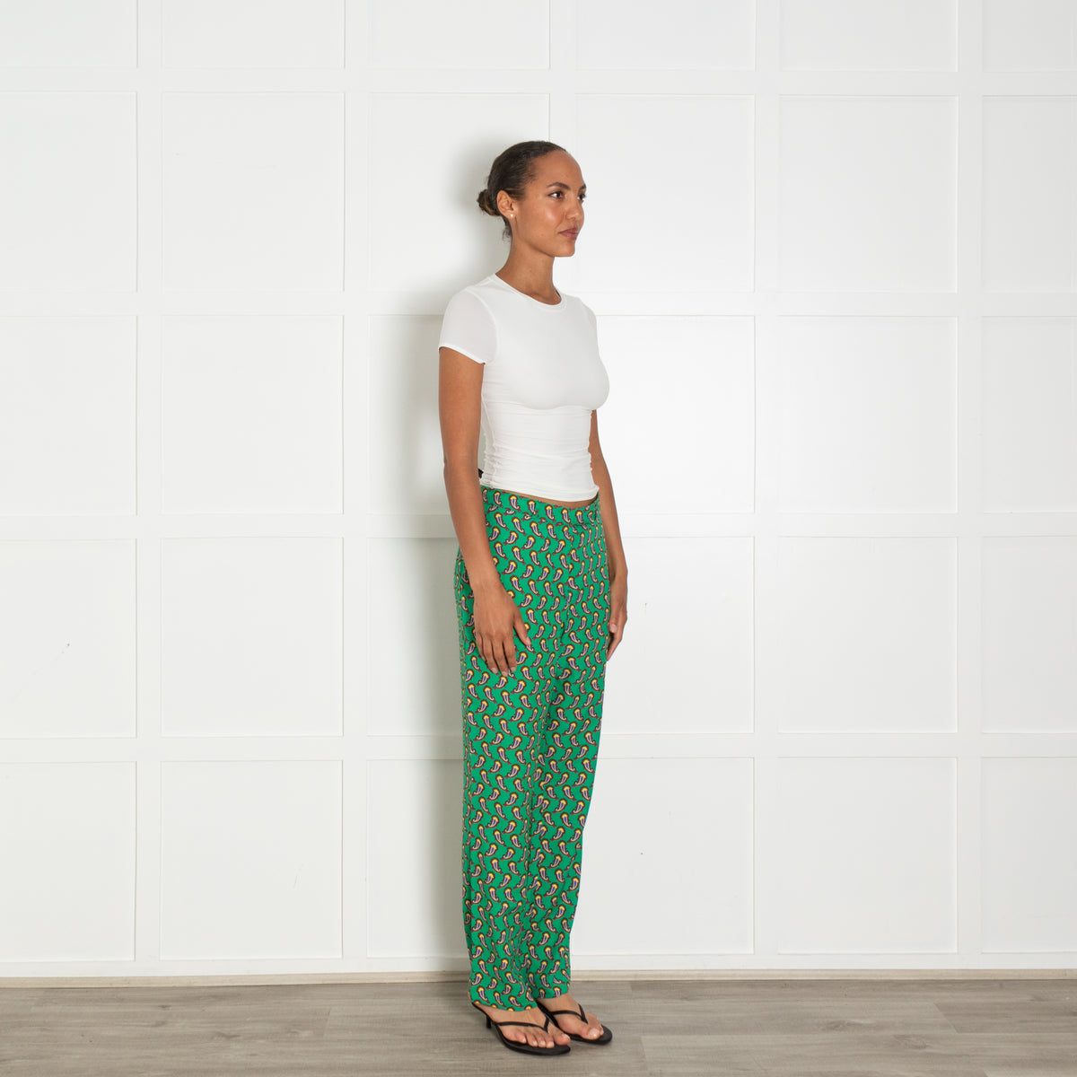 Etro Green Purple Paisley Print Trousers