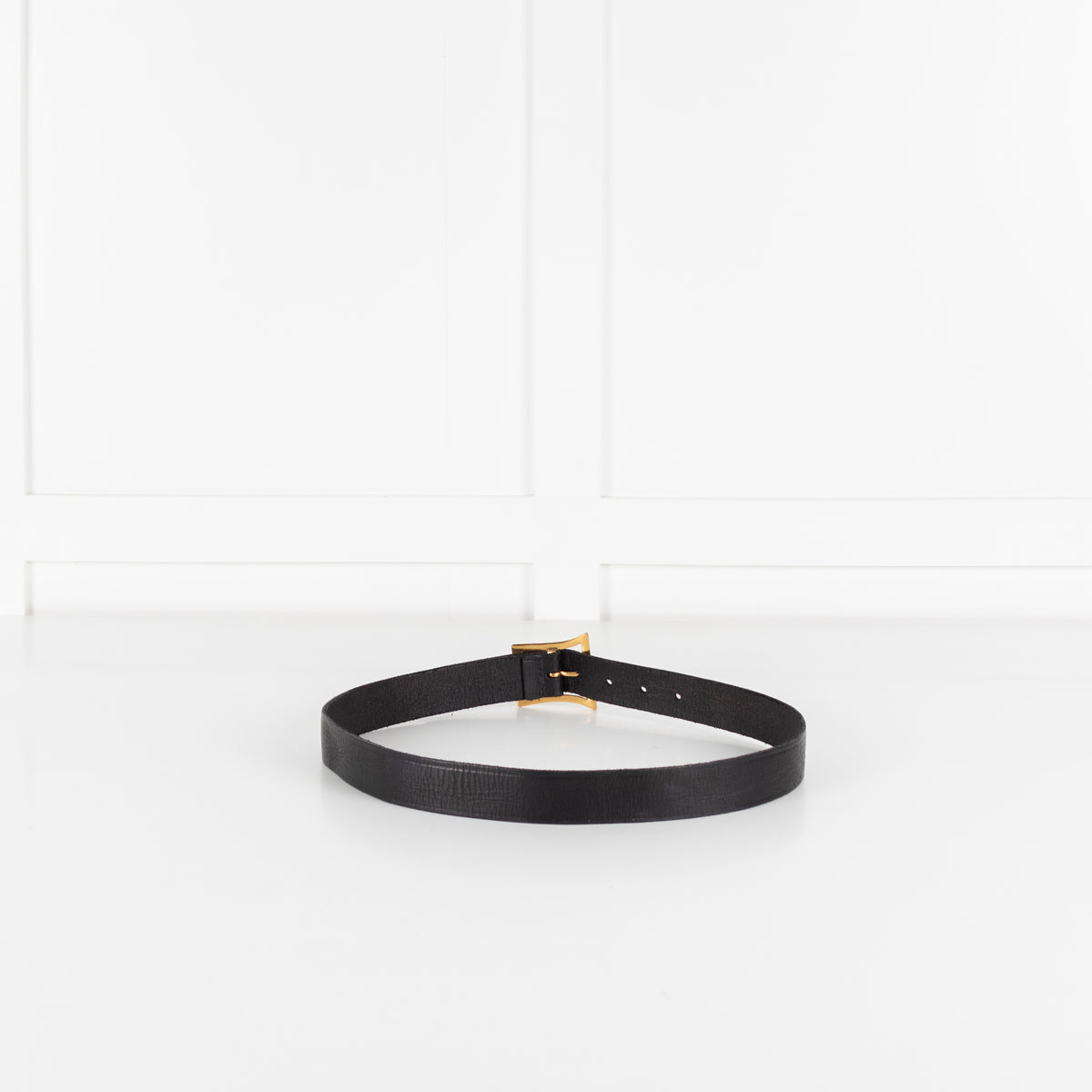 Saint Laurent Black Gold Buckle Leather Belt
