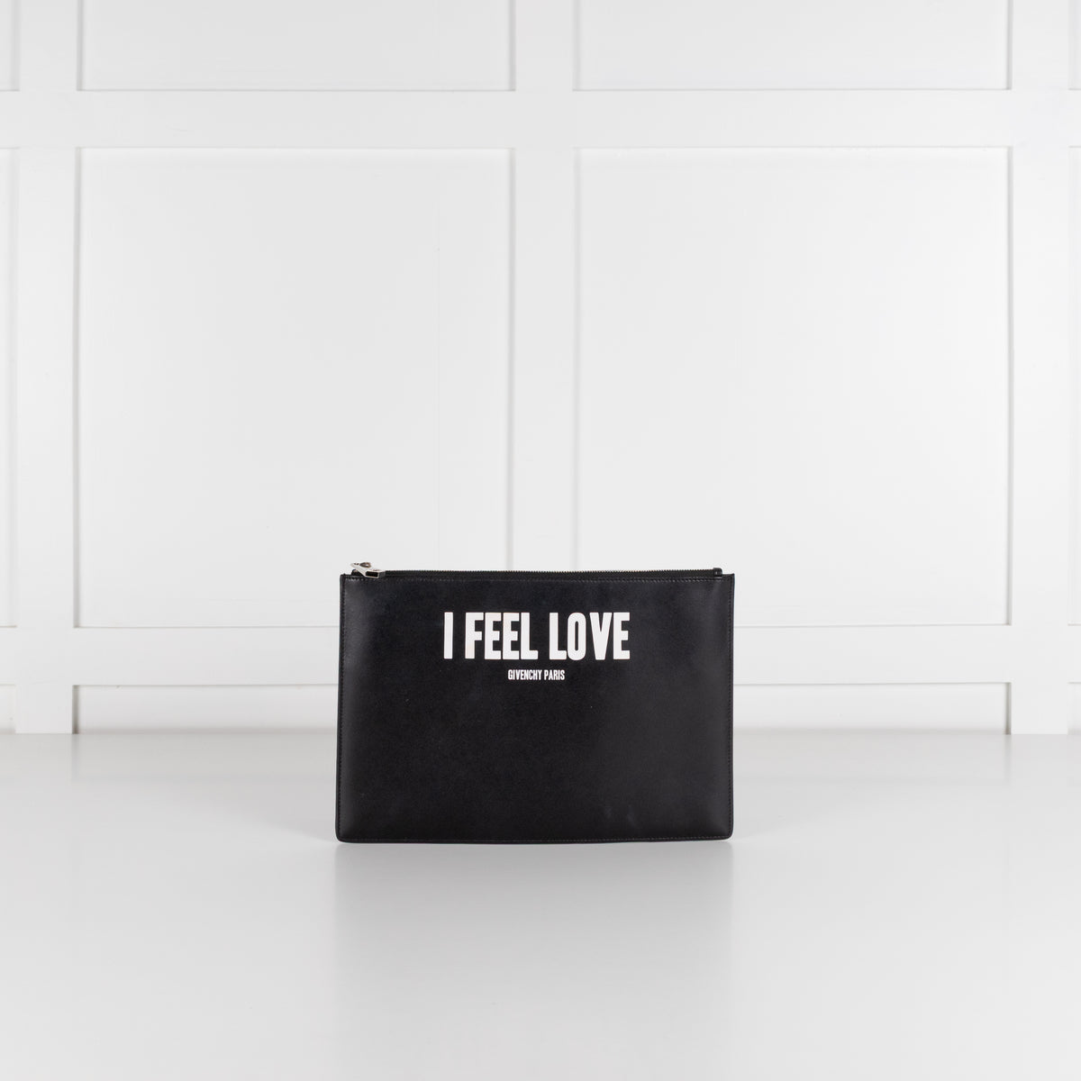 Givenchy "I FEEL LOVE" Black Leather Clutch Pouch