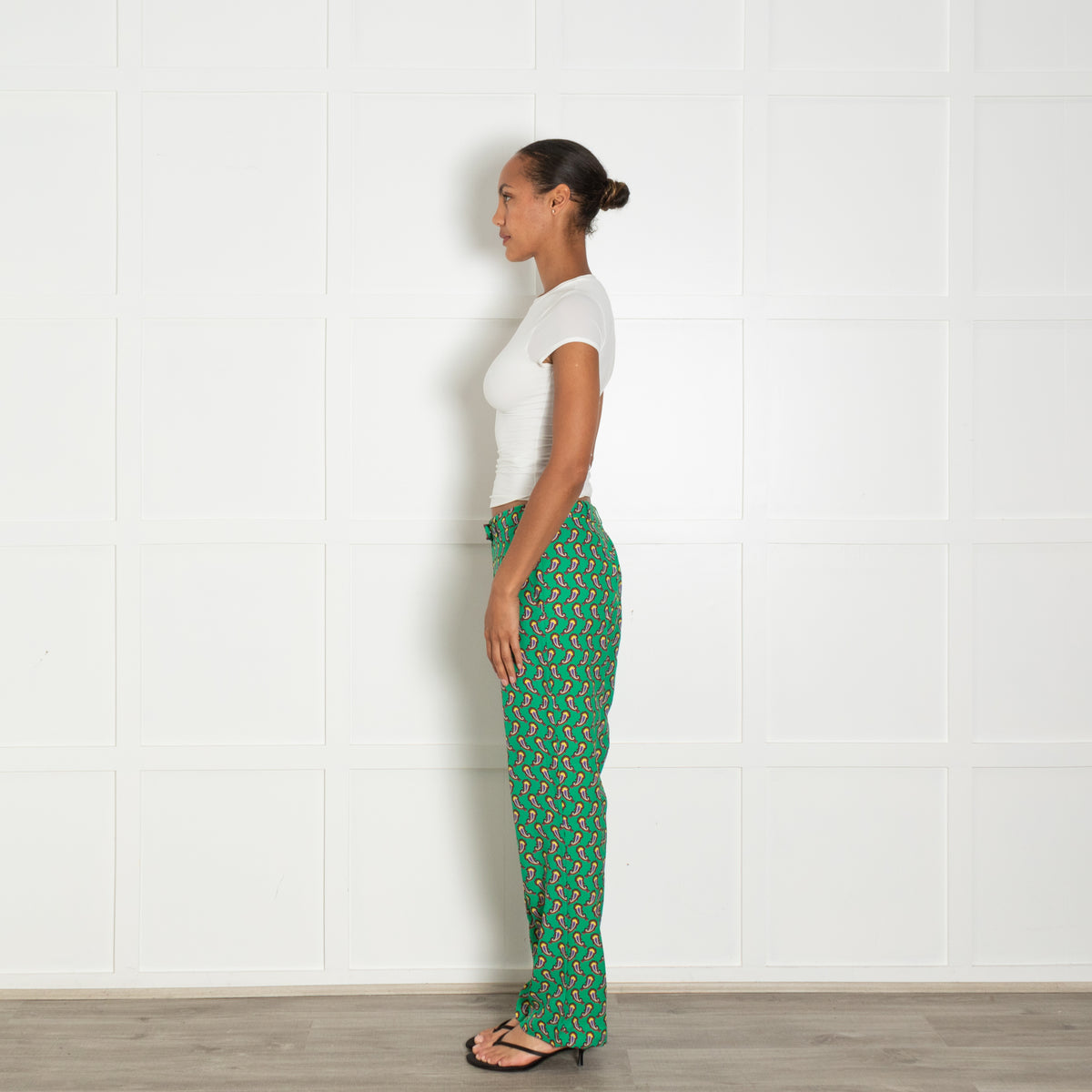 Etro Green Purple Paisley Print Trousers