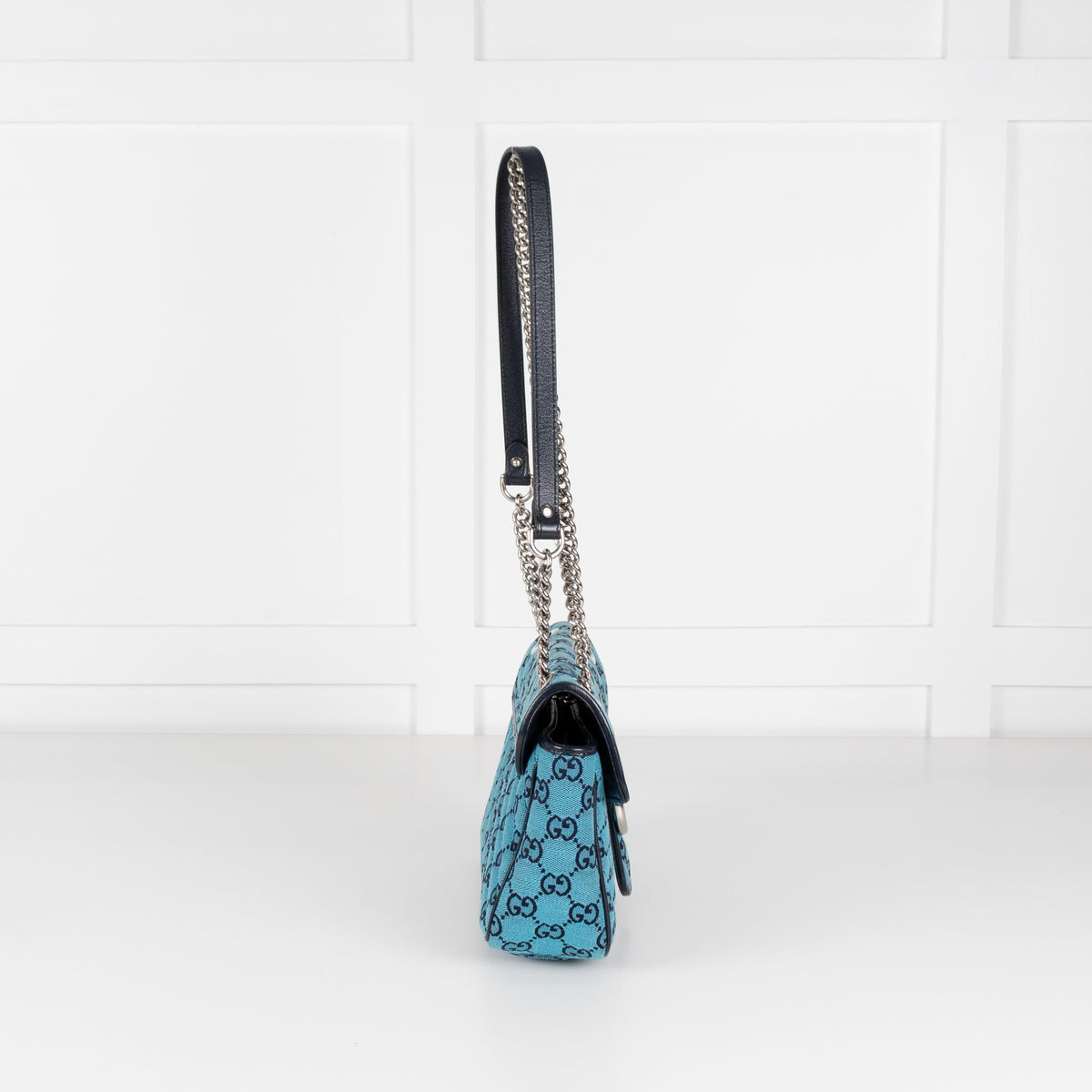 Gucci Medium Blue GG Marmont Diagonal Canvas Bag