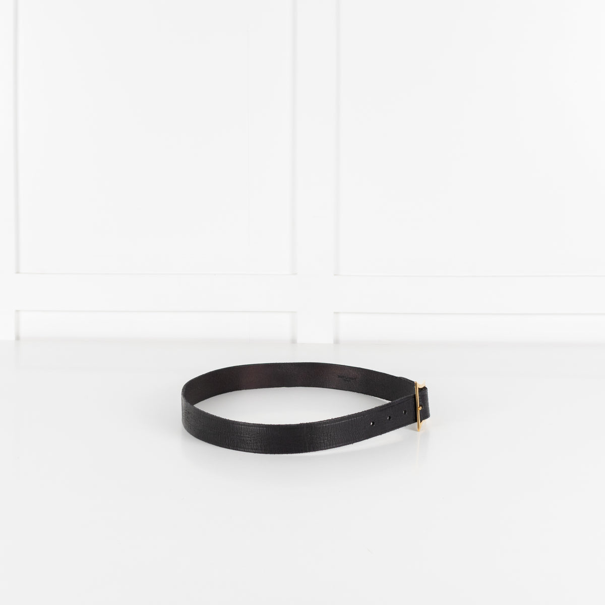 Saint Laurent Black Gold Buckle Leather Belt