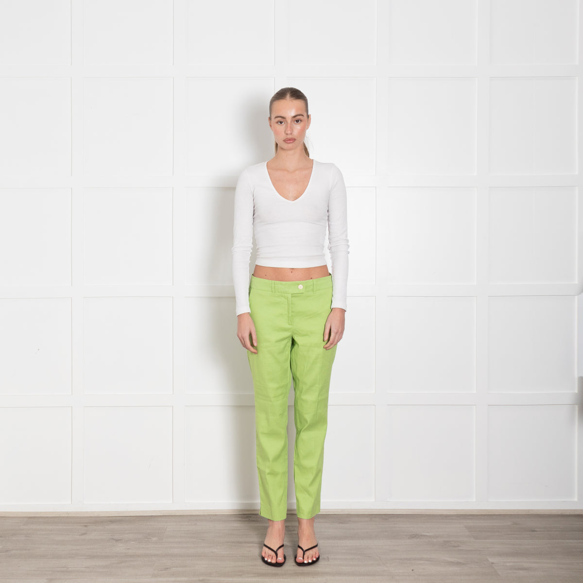 Marella Lime Green Straight Leg Trousers