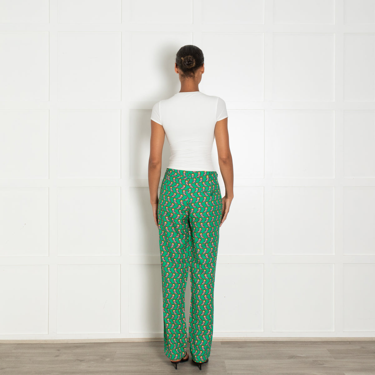 Etro Green Purple Paisley Print Trousers