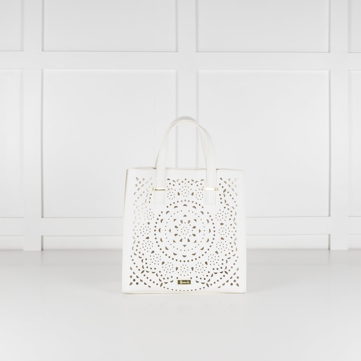 Harrods White Cut Out Tote Bag