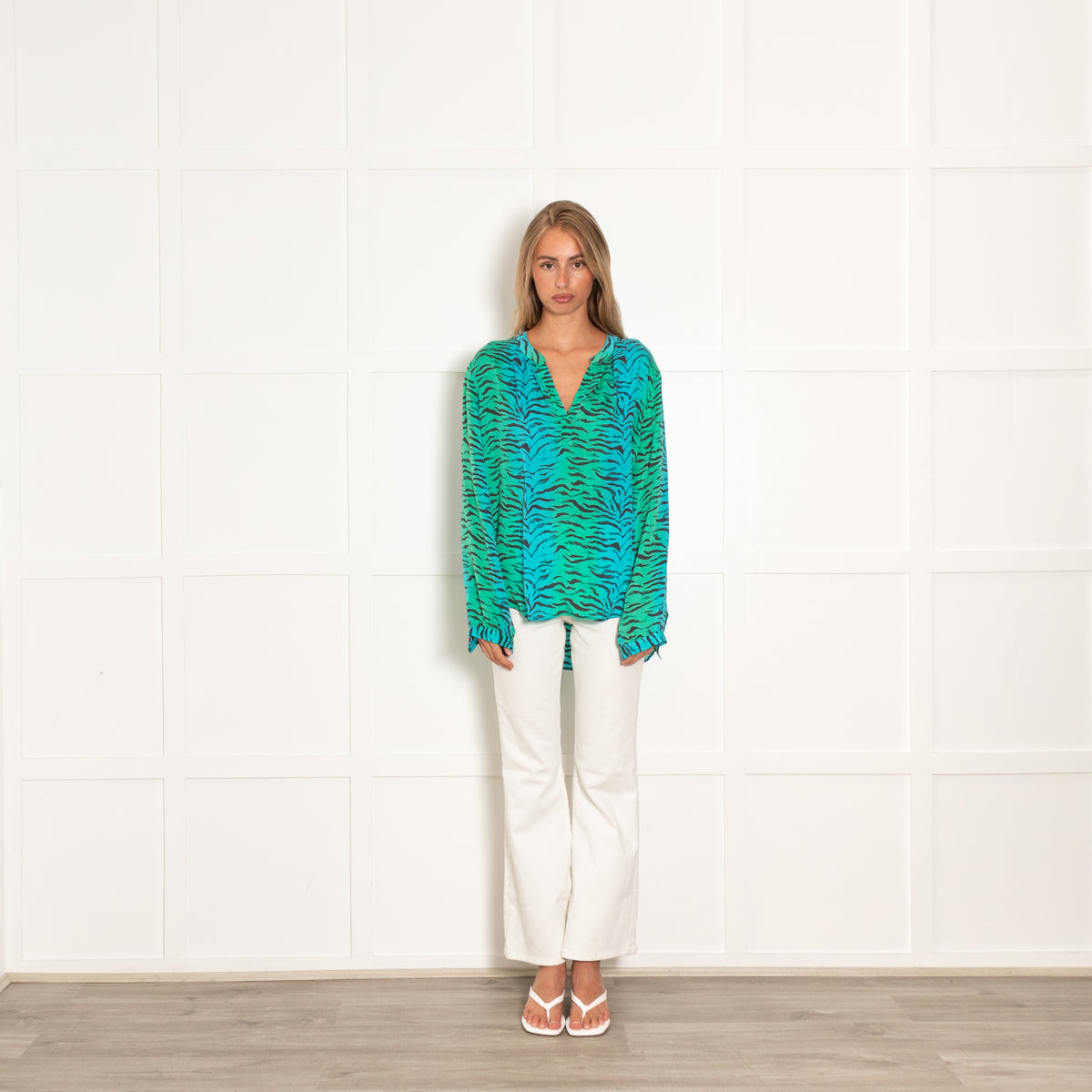 Primrose Park Turquoise Green Long Sleeve Blouse
