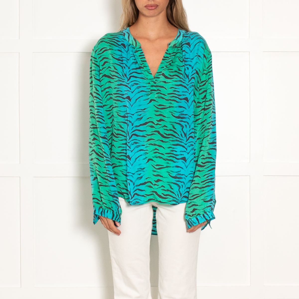 Primrose Park Turquoise Green Long Sleeve Blouse