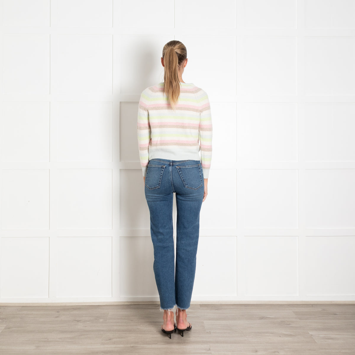 Jumper 1234 Pale Multi Colour Stripe Cashmere Jumper
