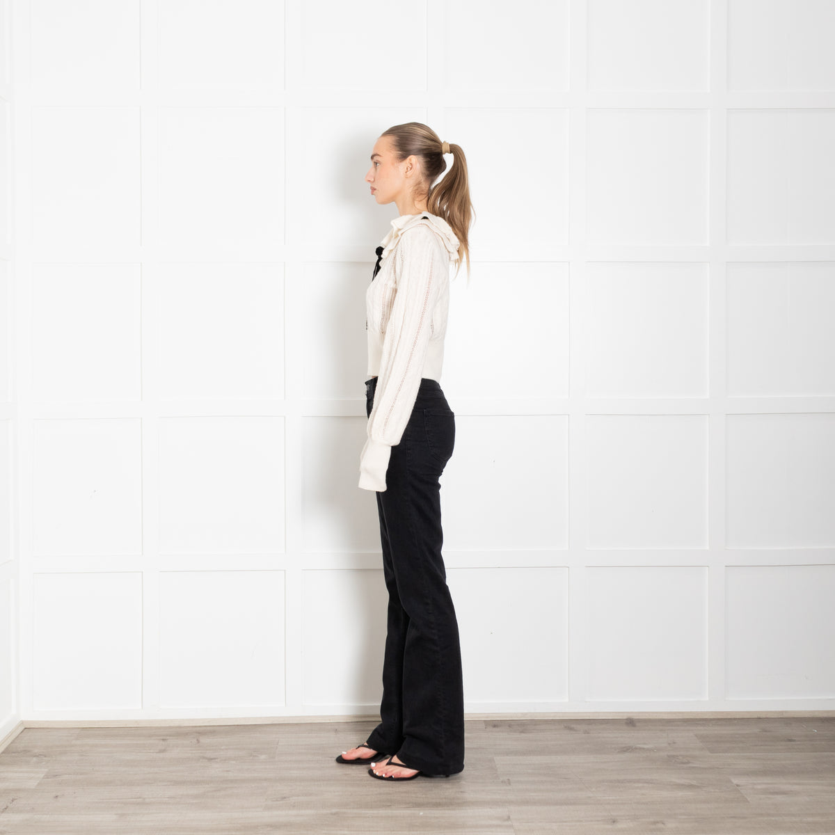 Zimmermann Tiered Frill Wool Jumper With Velvet Neck Tie
