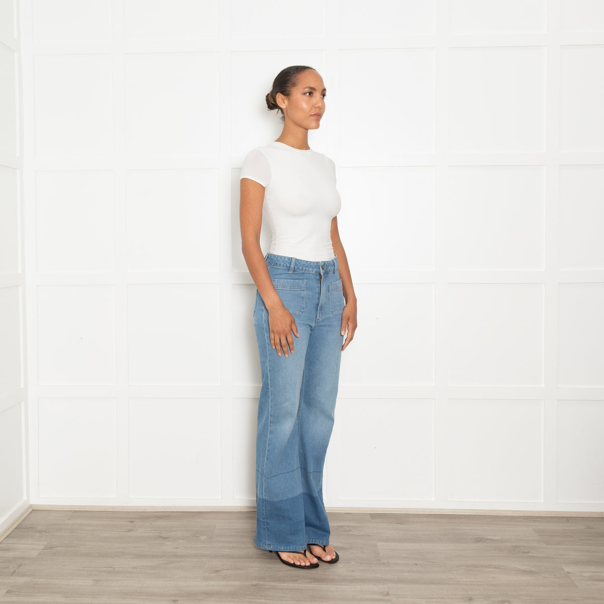 Hayley Menzies Blue Flared Jeans With Front Pockets