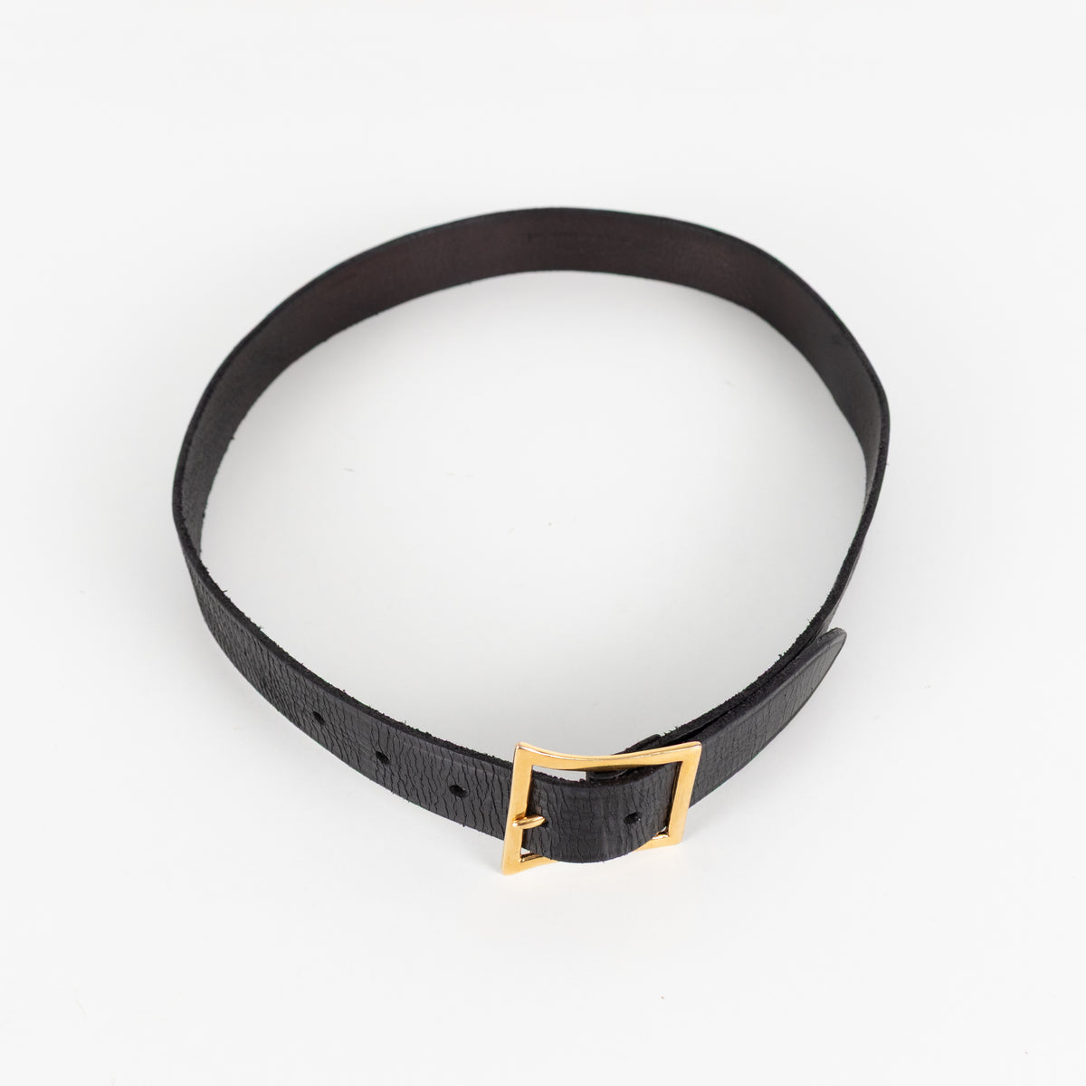 Saint Laurent Black Gold Buckle Leather Belt