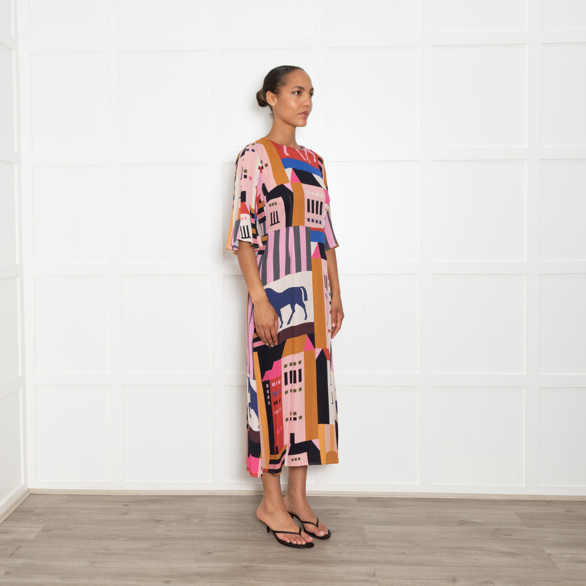Stine Goya Multi Coloured Abstract Print A Line Midi Dress