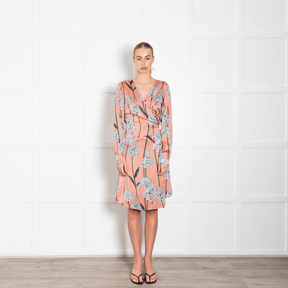 Sophie Schnoor Pale Pink And Blue Flowers Wrap Dress