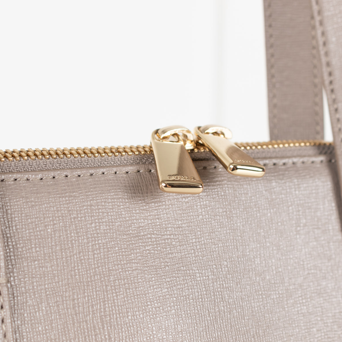 Furla Taupe Top Handle Bag With Detachable Strap