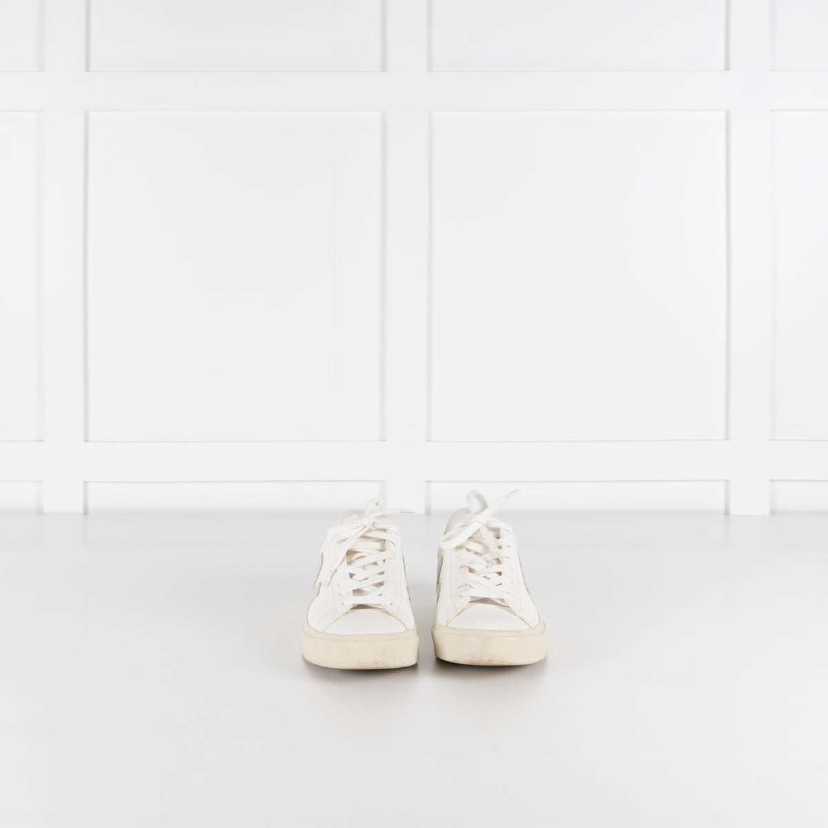 Veja White Leather Lace Up Trainers