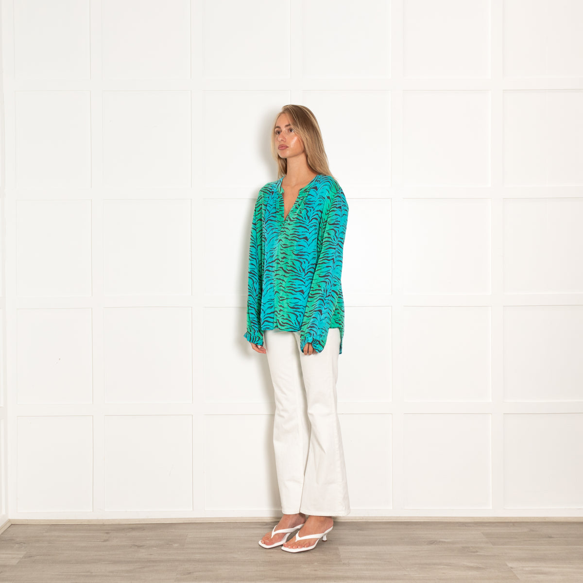 Primrose Park Turquoise Green Long Sleeve Blouse