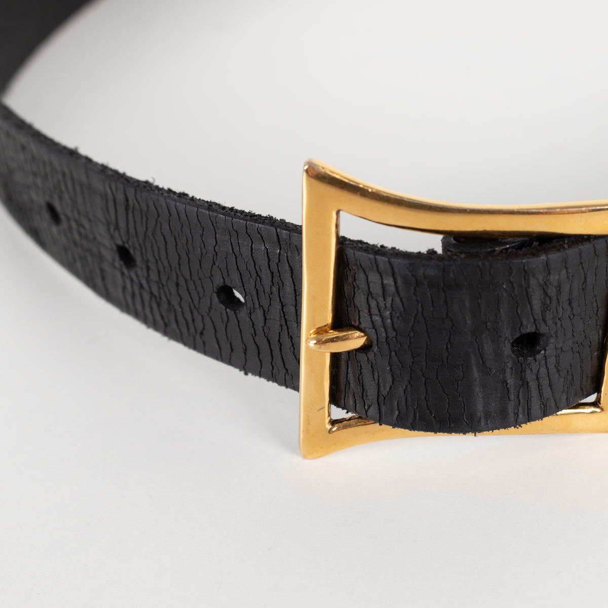 Saint Laurent Black Gold Buckle Leather Belt