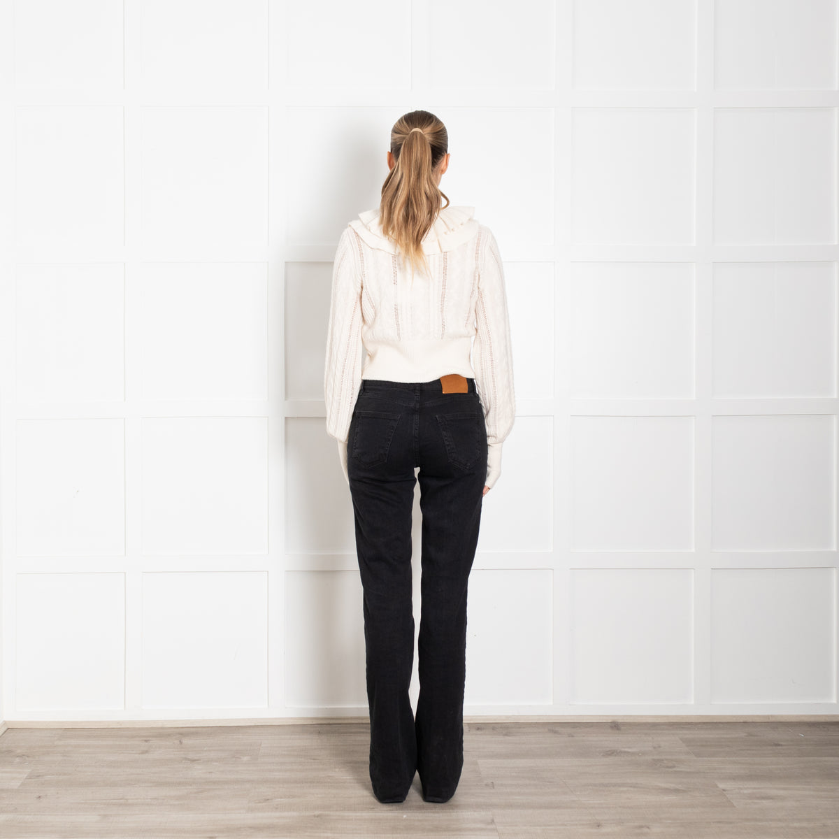 Zimmermann Tiered Frill Wool Jumper With Velvet Neck Tie