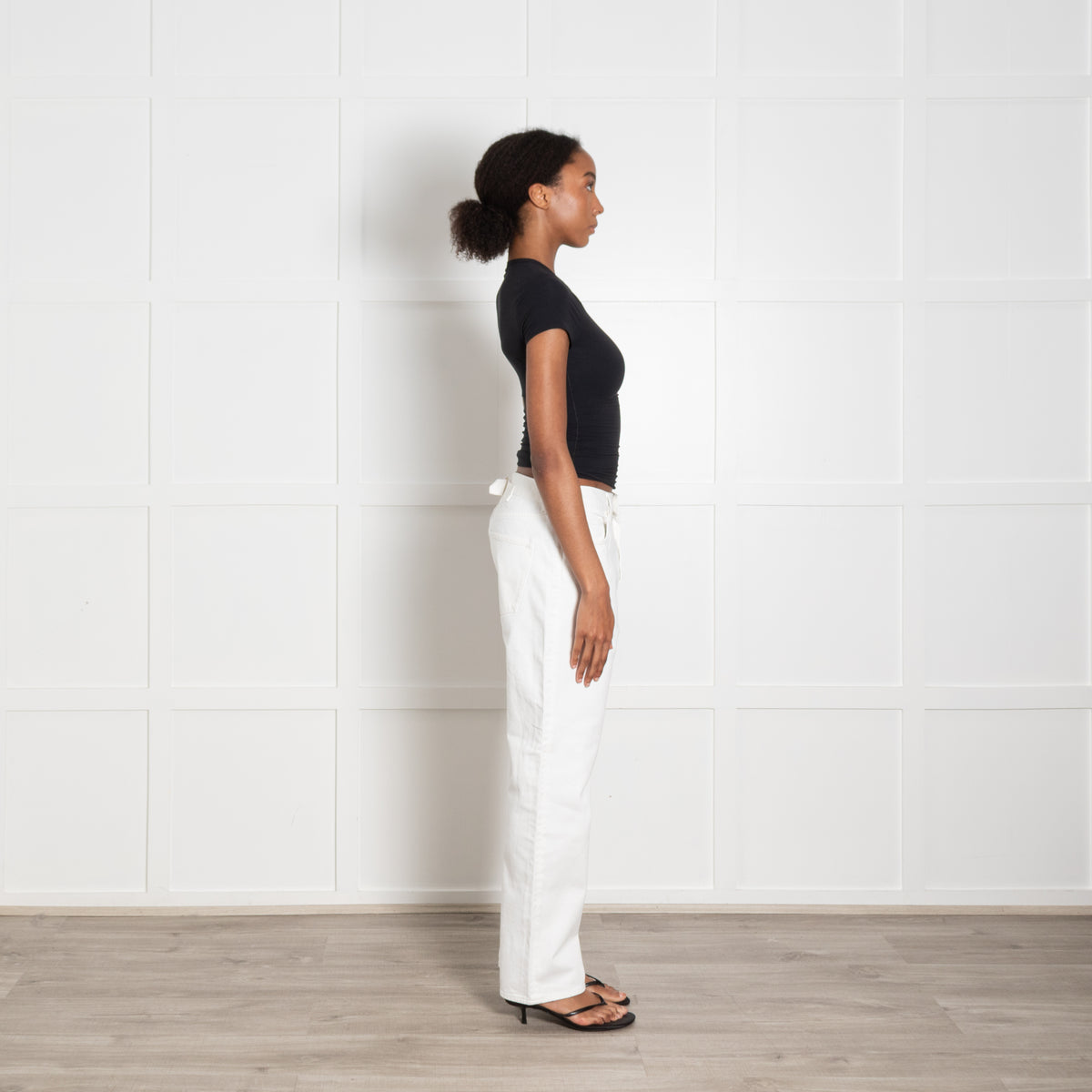 Me + Em White Jeans With Buckle on Back Waistband