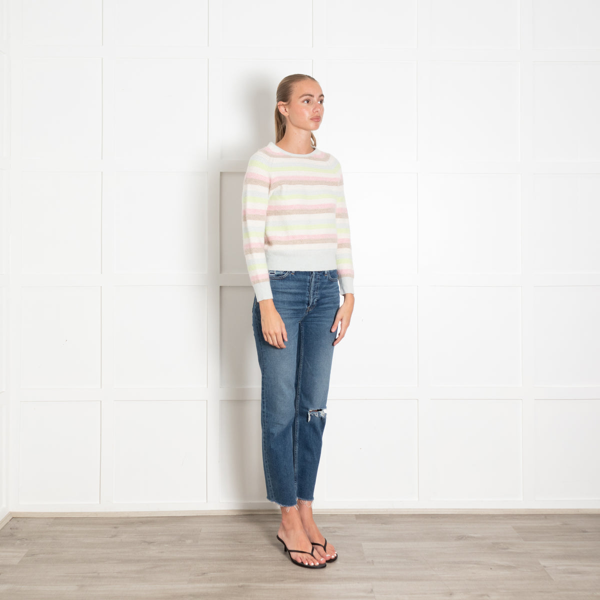 Jumper 1234 Pale Multi Colour Stripe Cashmere Jumper