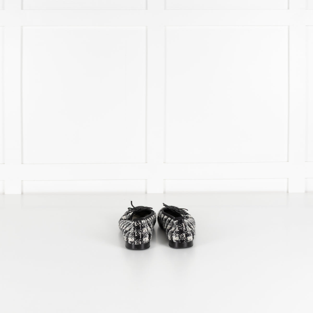 Chanel Black White CC Tweed Ballerinas