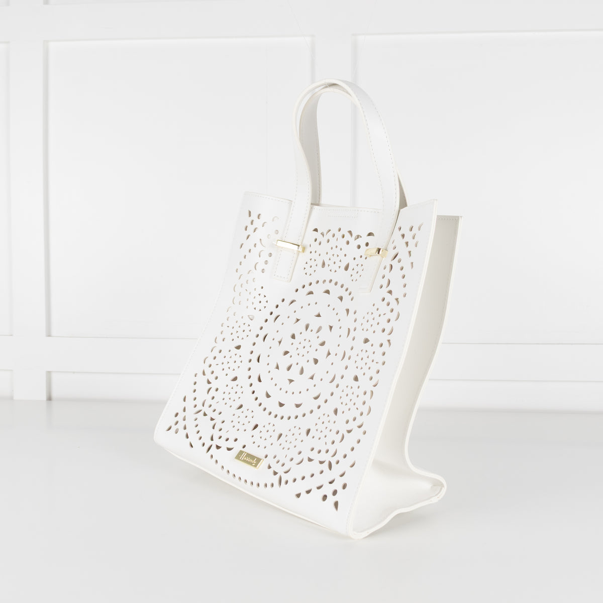 Harrods White Cut Out Tote Bag