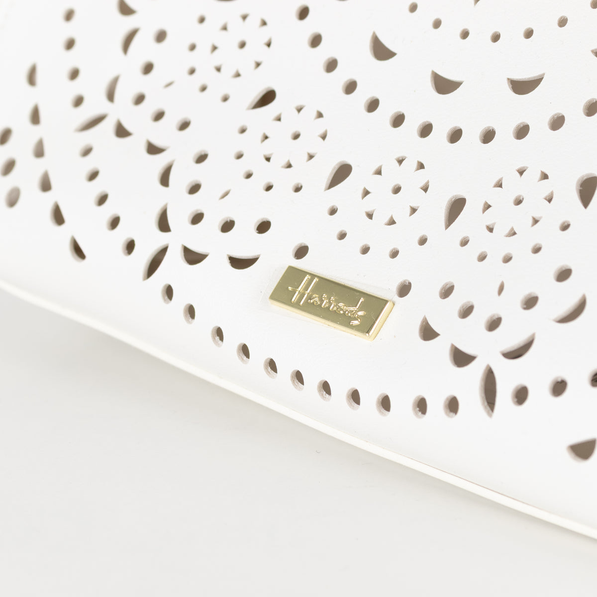 Harrods White Cut Out Tote Bag