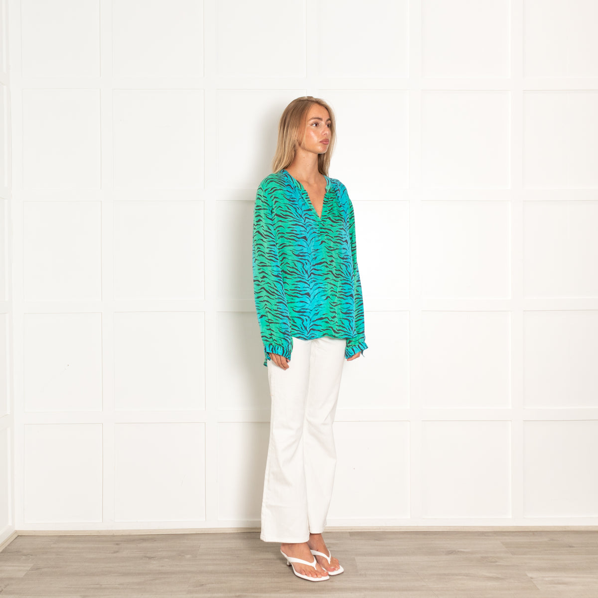 Primrose Park Turquoise Green Long Sleeve Blouse