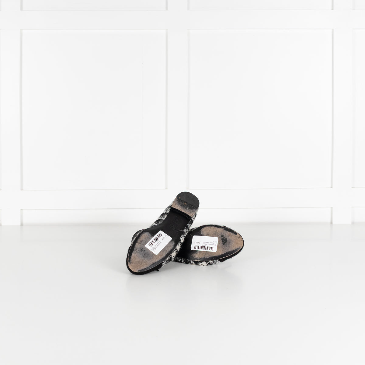 Chanel Black White CC Tweed Ballerinas