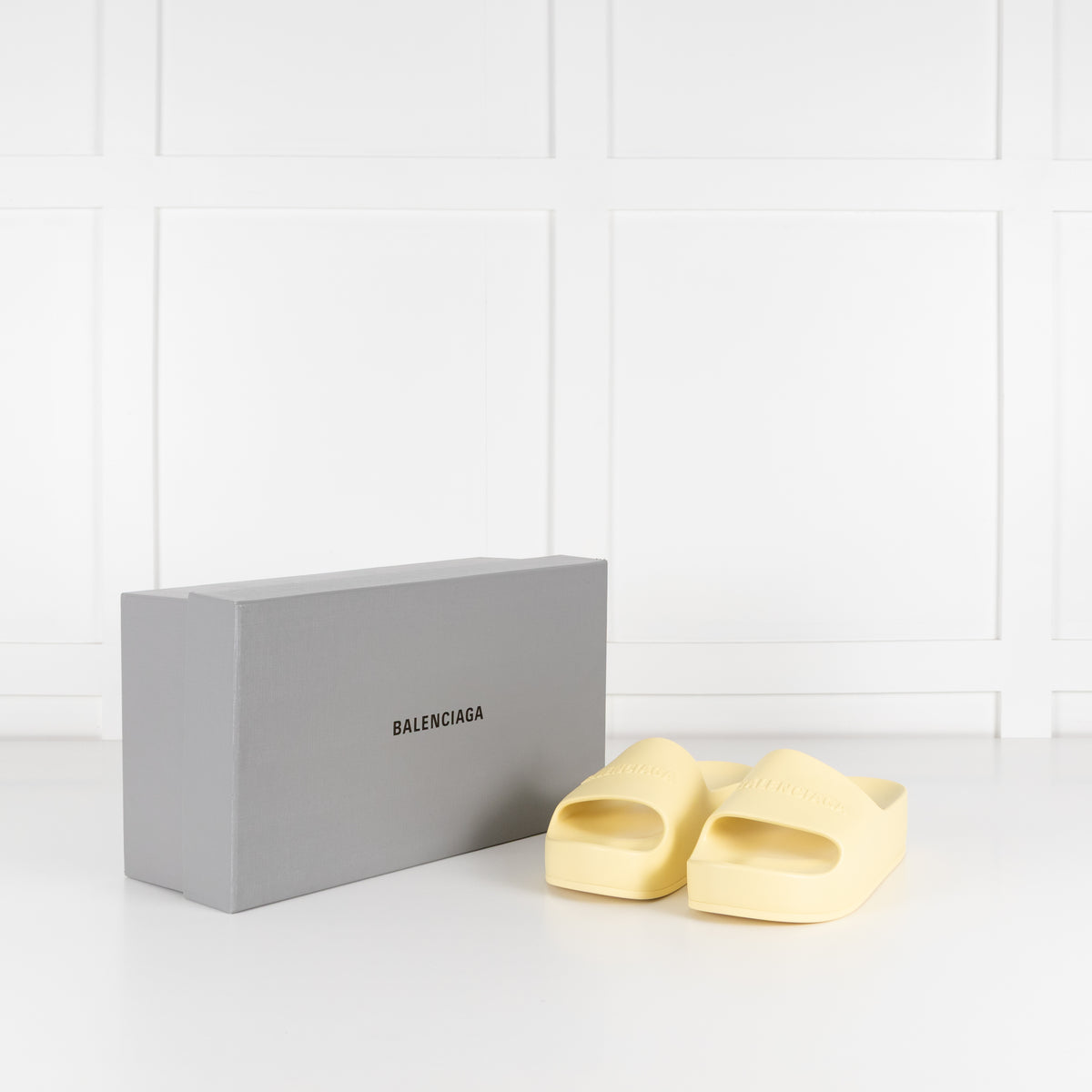 Balenciaga Yellow Platform Sliders