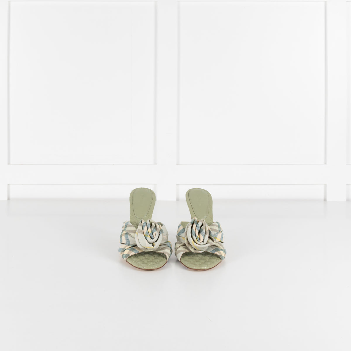 Burberry Mews Pale Green Applique Rose Mules
