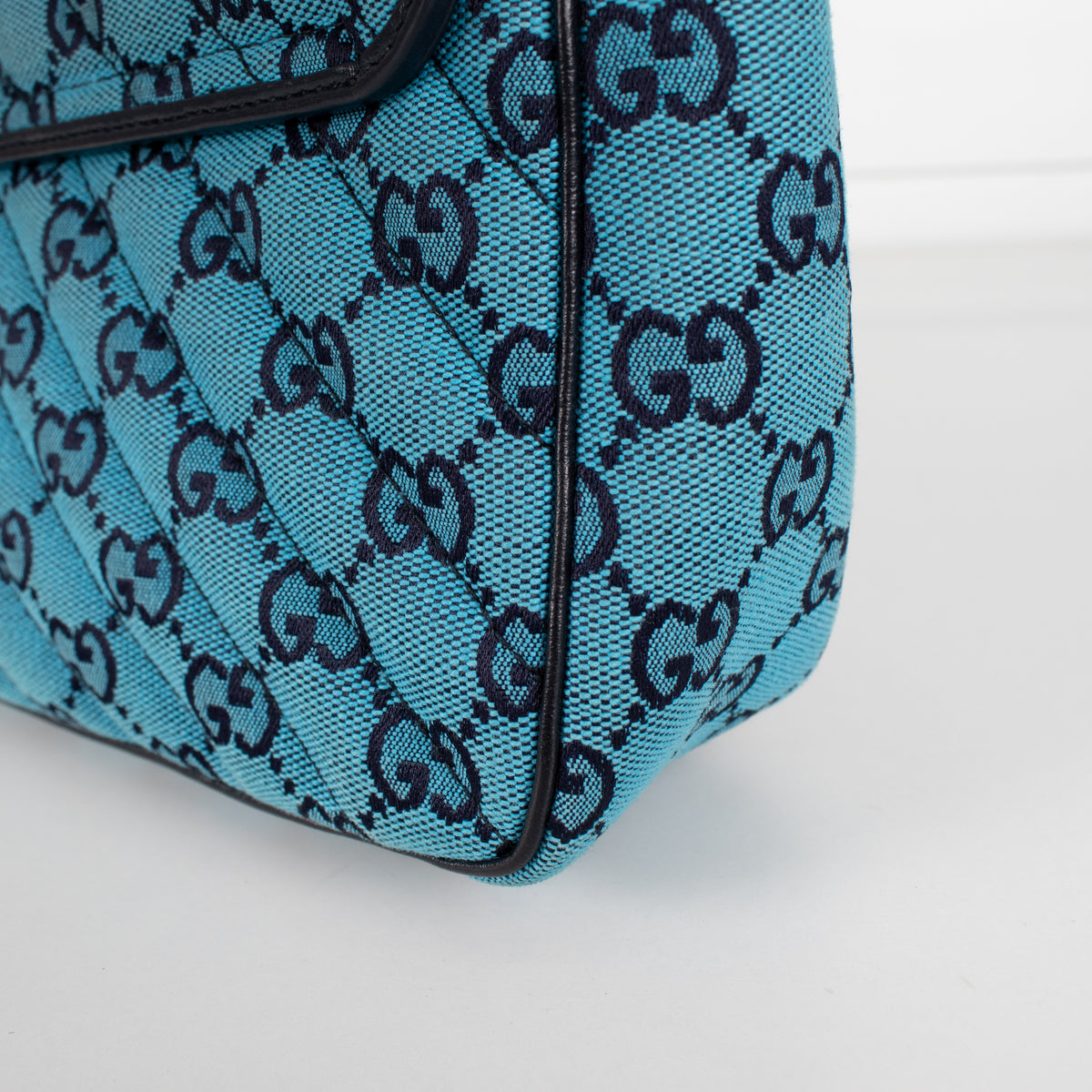 Gucci Medium Blue GG Marmont Diagonal Canvas Bag