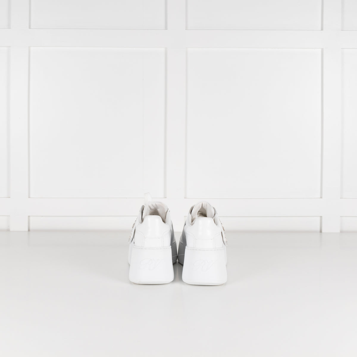 Roger Vivier White Viv Skate High Sneakers with Jewelled Buckle