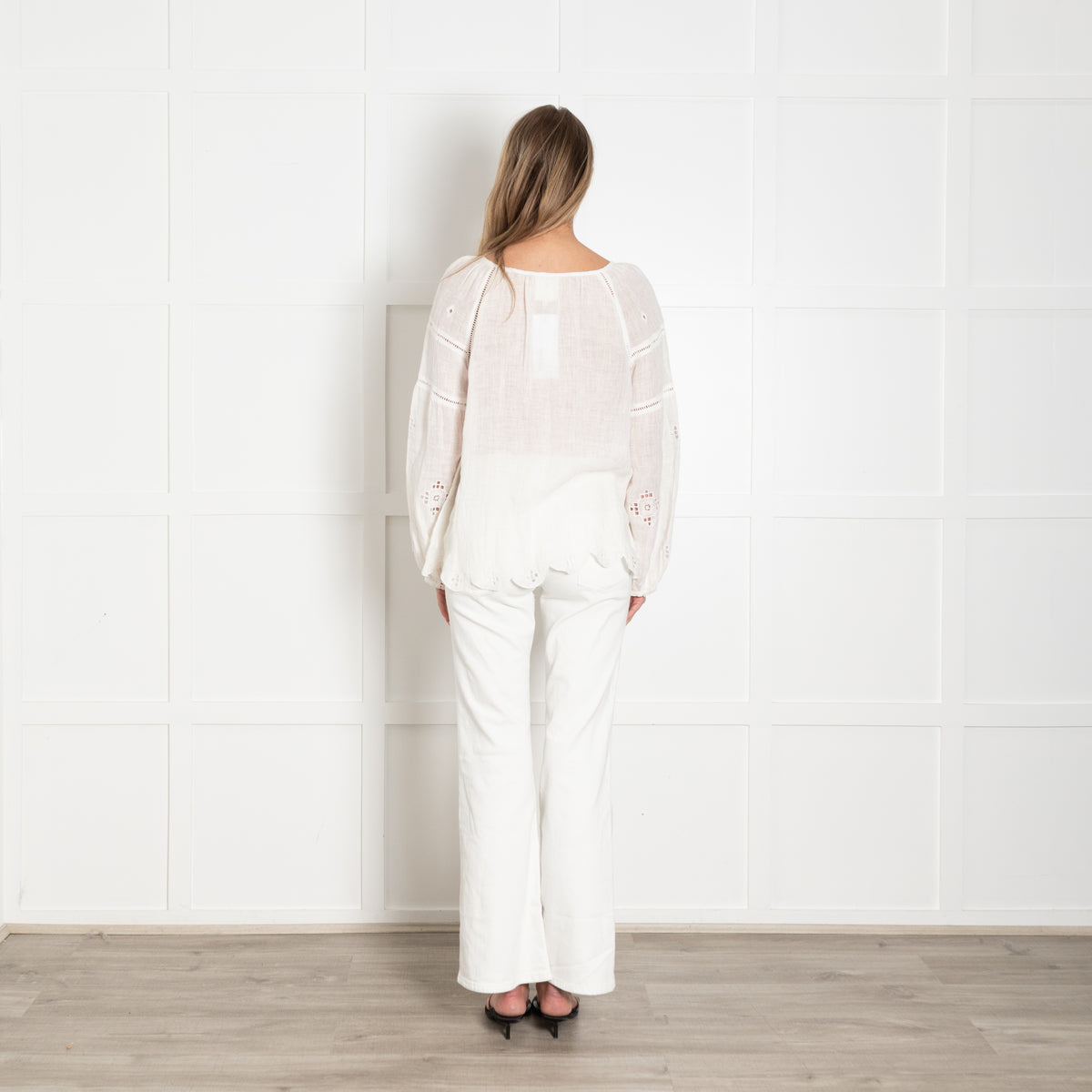 Zyga Linn Laundry White Linen Lace Trim Blouse