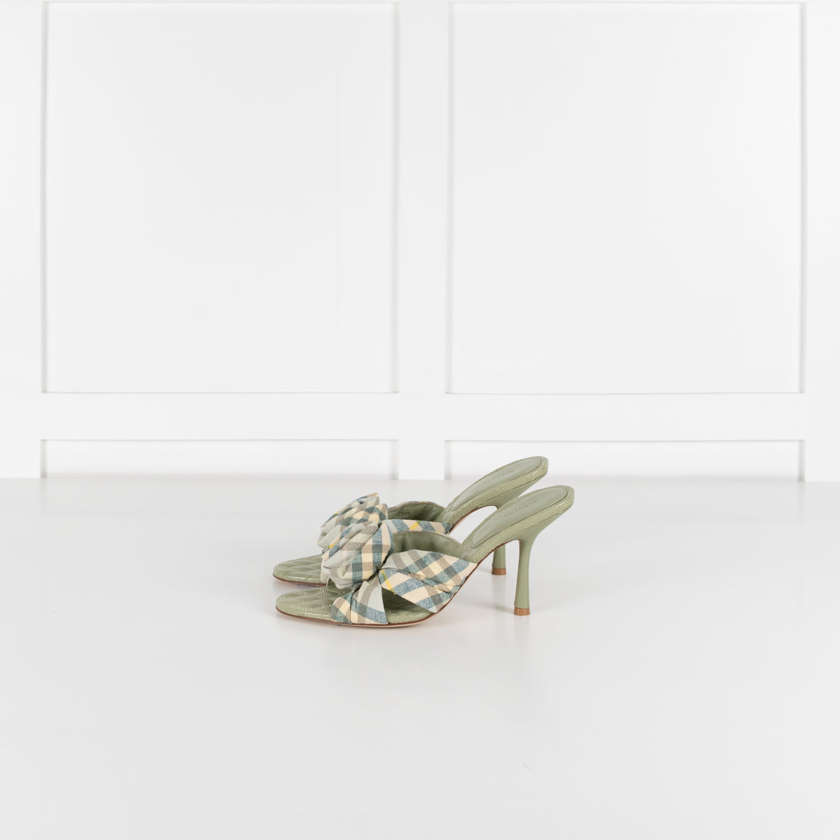Burberry Mews Pale Green Applique Rose Mules