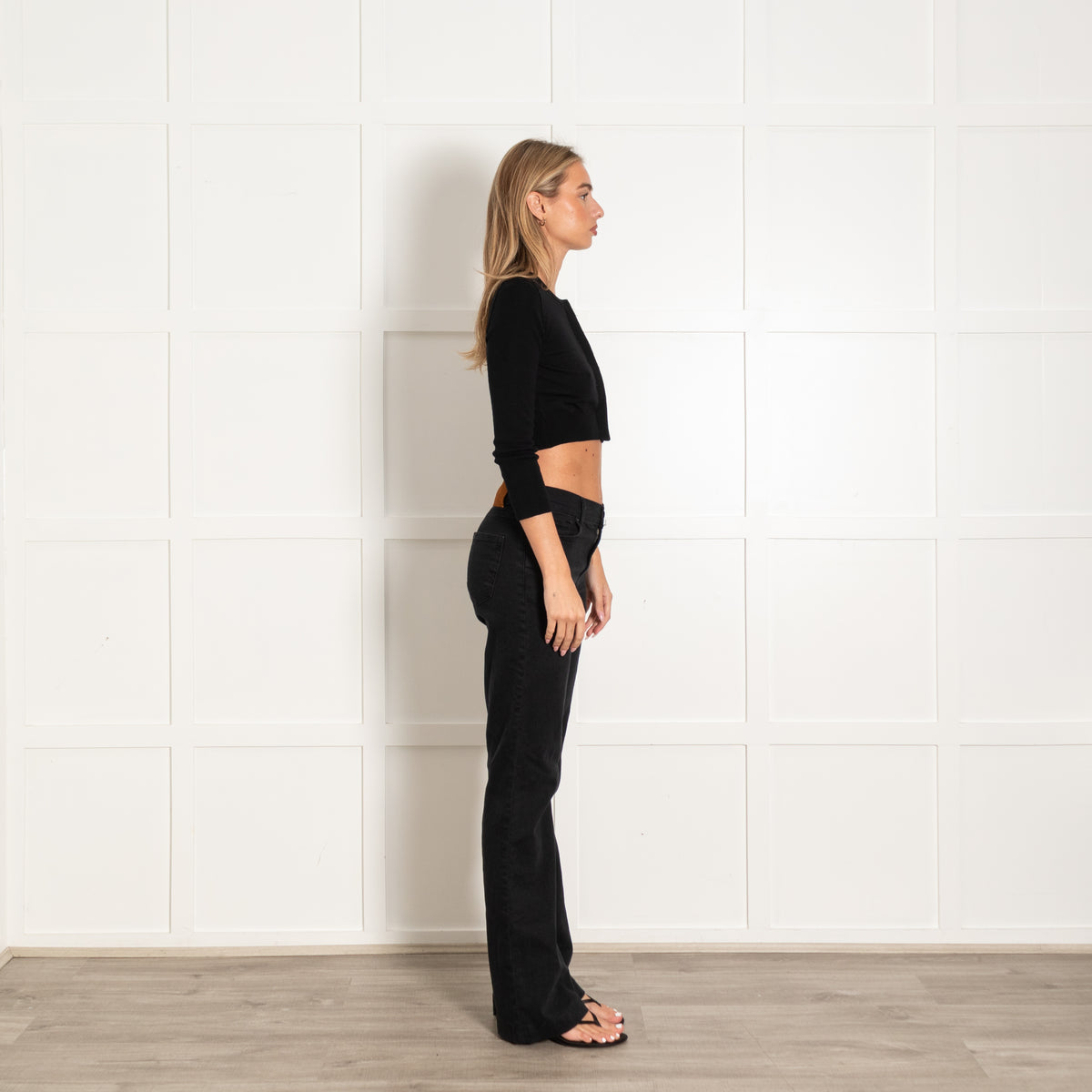 Akris Black Wool Button Cropped Style Cardigan