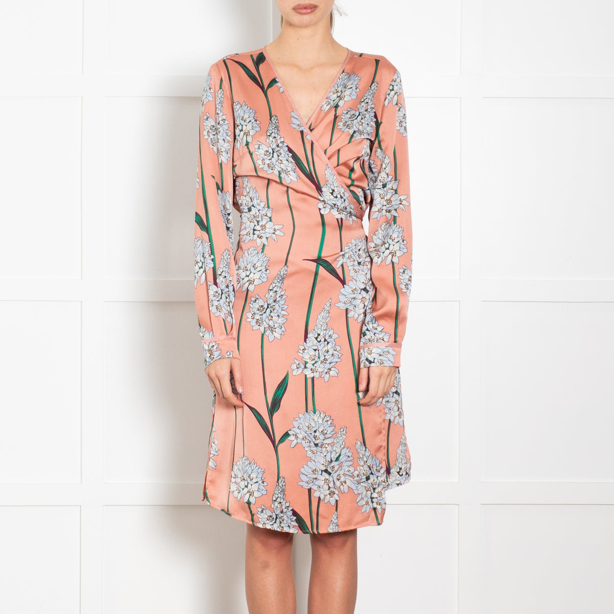 Sophie Schnoor Pale Pink And Blue Flowers Wrap Dress